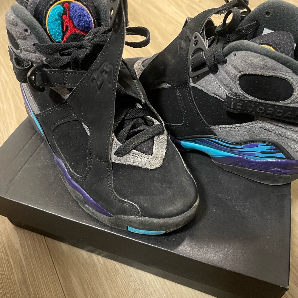 Jordan Kids Black with Teal & Purple Accents Sneakers